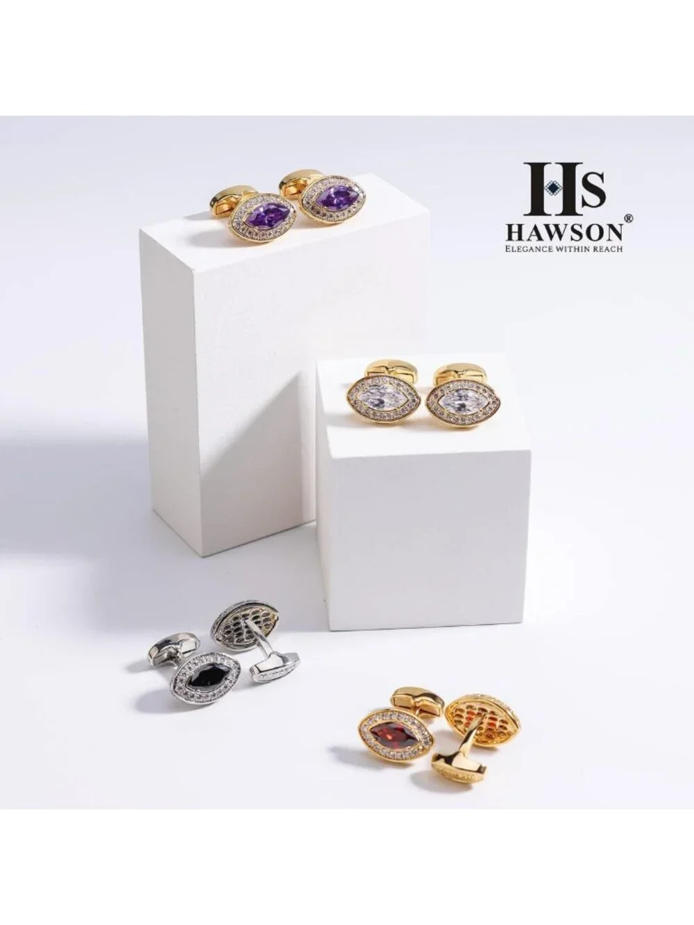 Elegant Gold Diamond Crystal Cufflinks for Men | Perfect Wedding & Business Gift